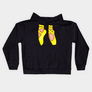 Yellow Ballet Shoes Kids Hoodie